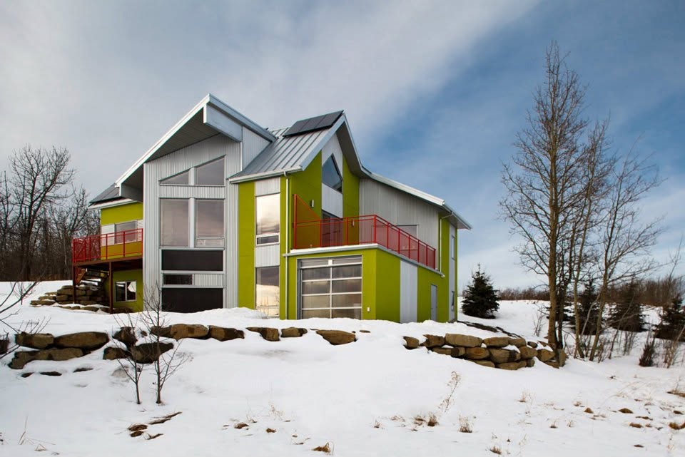 Net-zero home in the EchoHaven community in winter
