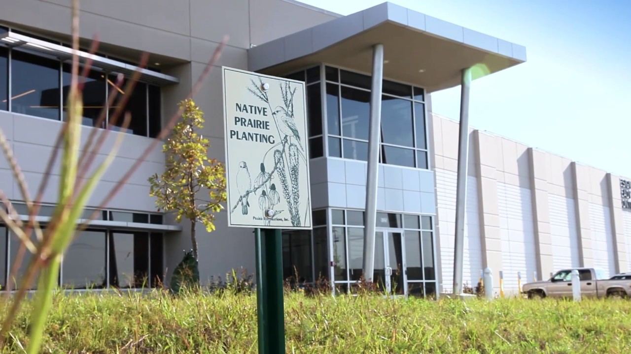 Glass and metal entrance of the Design Ready Controls headquarters